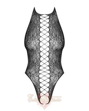 Black bodystocking with lace-up effect Obsessive B113 teddy, open crotch, size S/L SO7203 &mdash; photos