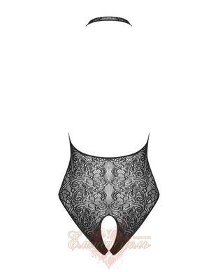 Black bodystocking with lace-up effect Obsessive B113 teddy, open crotch, size S/L SO7203 &mdash; photos