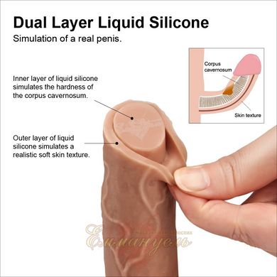 Phalloimitator with scrotum - 7 "Dual-Layered Silicone Cock Flesh