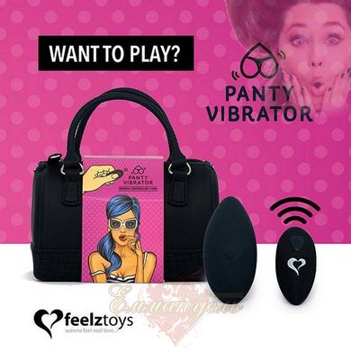 Вібратор в трусики - FeelzToys Panty Vibrator Black з пультом дистанційного керування, 6 режимів роботи, сумочка-чохол