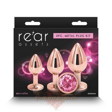 Набор анальных пробок NS Novelties Rear Assets  - Trainer Kit - Rose Gold - Pink Gem  SX4355 фото