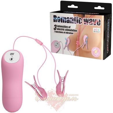 Зажимы для сосков - Romantic Wave Vibrating Nipple Clamps Pink