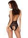 Black bodystocking with lace-up effect Obsessive B113 teddy, open crotch, size S/L SO7203 - photos (2