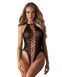 Black bodystocking with lace-up effect Obsessive B113 teddy, open crotch, size S/L SO7203 - photos (3