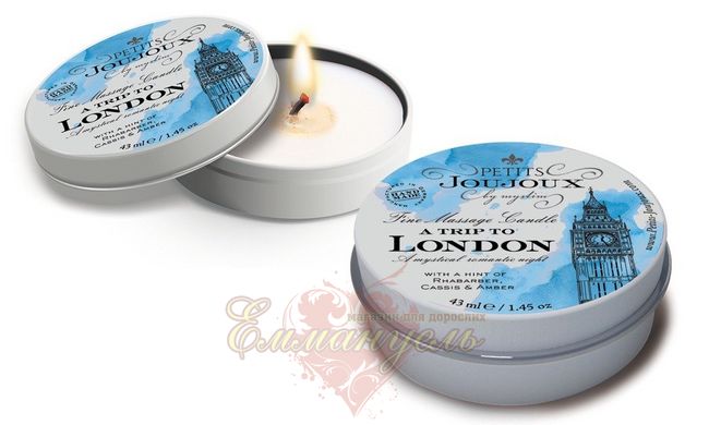 Massage candle - Petits Joujoux - London - Rhubarb, Cassis and Ambergris (43 ml) with aphrodisiacs