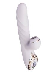 Вібратор-кролик з вакуумною стимуляцією і стволом, що обертається - Kistoy A-King Max White