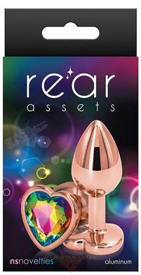 Анальная пробка - Rear Assets Rose Gold Heart Small - Rainbow