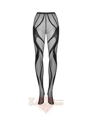 Obsessive Tights S336 Black Open Crotch Tights with Mesh and Wavy Pattern SO9786 &mdash; photos