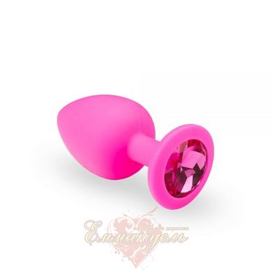 Butt plug - Pink Silicone Rose Rhodolite, L