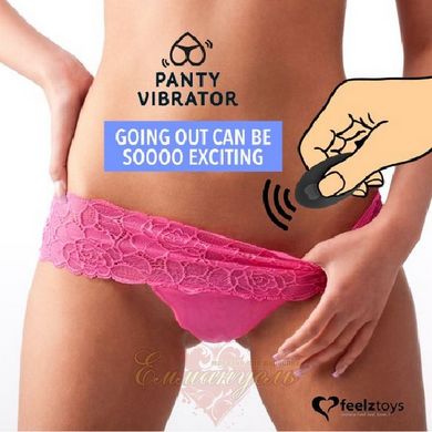 Вібратор в трусики - FeelzToys Panty Vibrator Pink з пультом дистанційного керування, 6 режимів роботи, сумочка-чохол