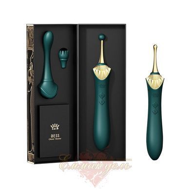 Вагинально-клиторальный вибратор Zalo Bess Turquoise Green, многофункциональный с насадками SO6652 фото