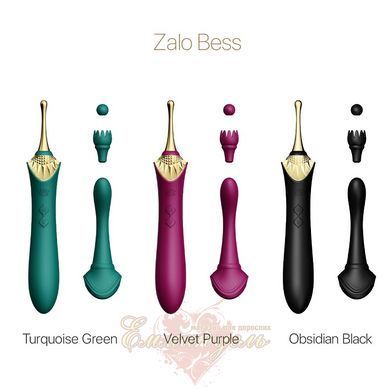 Вагинально-клиторальный вибратор Zalo Bess Turquoise Green, многофункциональный с насадками SO6652 фото