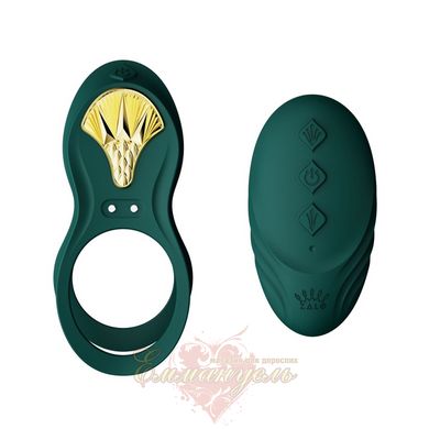 Смартэрекционное кольцо - Zalo BAYEK Turquoise Green, двойное с вводимой частью, пульт ДУ