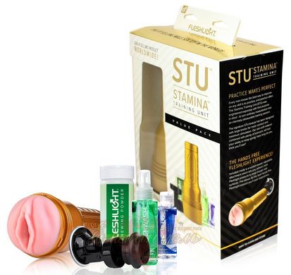Vagina Masturbator Set - Fleshlight STU Value Pack: Suction Cup, Grease, Cleaning and Restoring