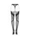 Obsessive Tights S336 Black Open Crotch Tights with Mesh and Wavy Pattern SO9786 - photos (4