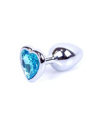 Анальна пробка - Plug-Jewellery Silver Heart PLUG - Light Blue, S