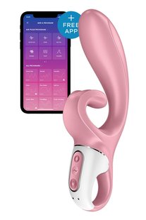 Смарт вибратор кролик - Satisfyer Hug Me Pink, 2 мотора, диаметр 4,2см, широкая клиторальная часть