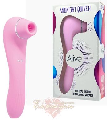 Вибратор и вакуумный стимулятор - Alive Midnight Quiver Pink - игрушка 2 в 1