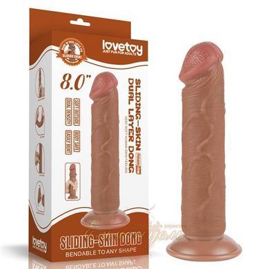 Фаллоимитатор Sliding-skin Dual Layer Dong 8" коричневый 6452LV317306 фото