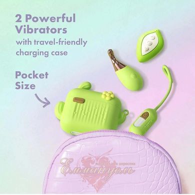 Mini vibrators in a charging case - Blush Play with Me with remote, green BL70483SH &mdash; photos