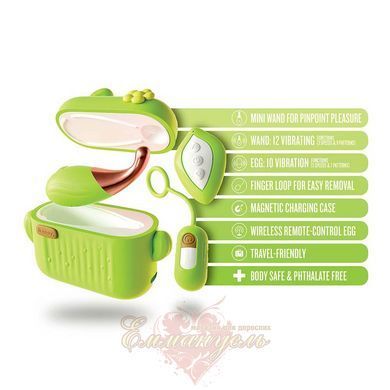 Mini vibrators in a charging case - Blush Play with Me with remote, green BL70483SH &mdash; photos
