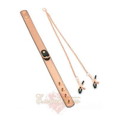 Liebe Seele Rose Gold Memory Collar With Nipple Clamps, leather SO9495 &mdash; photos