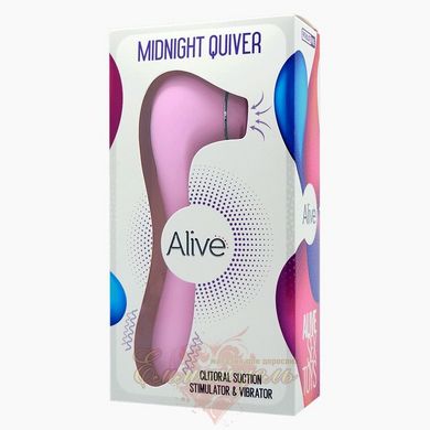 Вибратор и вакуумный стимулятор - Alive Midnight Quiver Pink - игрушка 2 в 1