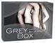 Секс набір - Grey Box, кляп, перо, наручники, батіг, вібрік, пробка, насадка, мастило, презервативи