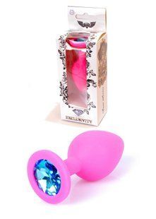 Анальная пробка - Jewellery Pink Silikon PLUG MediumLight Blue Diamond 62530064-00085 фото