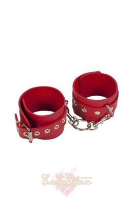 Leather Restraints Hand Cuffs, red