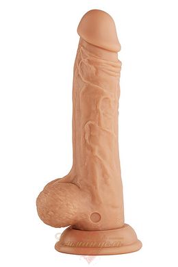 Realistic vibrator with testicles on a suction cup - Femme Funn Turbo Baller, Beige