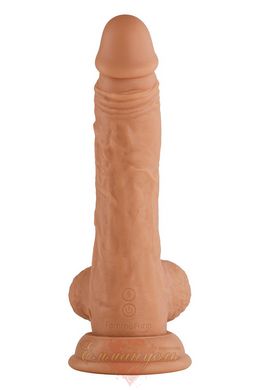 Realistic vibrator with testicles on a suction cup - Femme Funn Turbo Baller, Beige