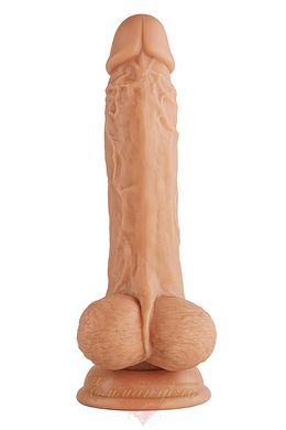 Realistic vibrator with testicles on a suction cup - Femme Funn Turbo Baller, Beige