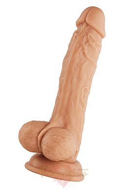 Realistic vibrator with testicles on a suction cup - Femme Funn Turbo Baller, Beige