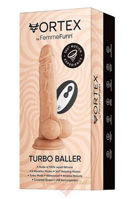 Realistic vibrator with testicles on a suction cup - Femme Funn Turbo Baller, Beige