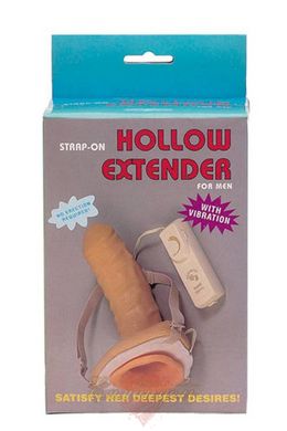 Вібромасажер з поясом - Vibrating Hollow Extender Strap-On.