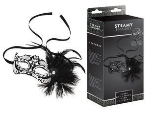 STEAMY SHADES Mardi Gras Mask with Feathers 614000257924 фото