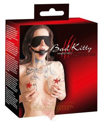 Set of BDSM - Mundknebel mit Kette, mask, gag, clamps