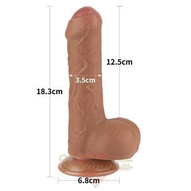 Фалоімітатор Sliding-Skin Dual Layer Dong 7" Brown з реалістичною текстурою та подвійним шаром 6452LV317301 фото