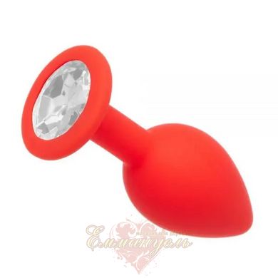 Butt Plug - Red Silicone Diamond, S