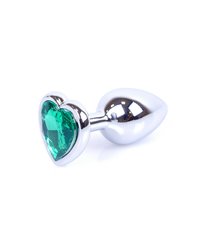 Анальна пробка - Plug-Jewellery Silver Heart PLUG - Green, S