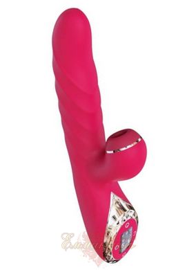 Rabbit Vibrator with Vacuum Stimulation and Rotating Barrel - Kistoy A-King Max Red