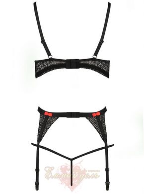 Комплект белья - PERDITA SET black L/XL - Passion Exclusive: стрэпы: лиф, стринги и пояс для чулок