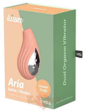 Vacuum clitoral stimulator with vibration - Chisa Kissen Aria, silicone, beige