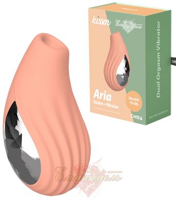 Vacuum clitoral stimulator with vibration - Chisa Kissen Aria, silicone, beige