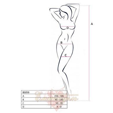 Bodystocking Passion BS059 red, bodysuit, stockings imitation PBS059R &mdash; photos