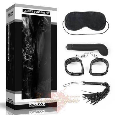 Набір БДСМ - Bondage Kit Vibrating Black, маска, наручники, флогер, вібрік