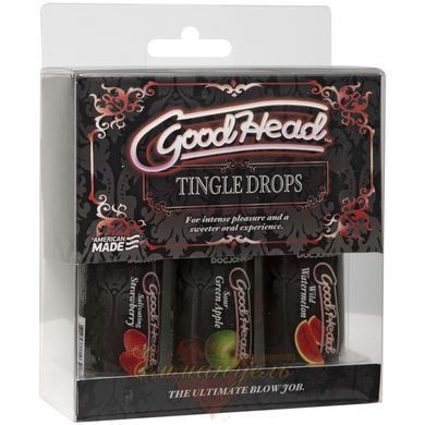 Набір крапель для мінету Doc Johnson Goodhead tingle drops 3х29,5 мл кавун, зелене яблуко, полуниця SO9853 фото