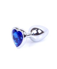 Анальна пробка - Plug-Jewellery Silver Heart PLUG - Dark Blue, S