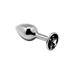 Анальная металлическая пробка с кристаллом - Alive Mini Metal Butt Plug Black S